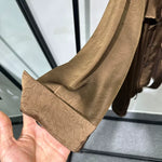 Irregular-Ribbon Satin Pleated Shirt