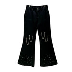 Heavy Metal Chain Beaded Diamond Bootcut Pants