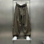 Loose-fitting Curved Elastic Waist Casual Pants