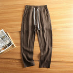 Linen Breathable Loose Drawstring Straight Trousers