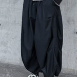Draped Cropped Pleated Cropped Trousers