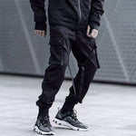 Black Slim-fit Multi-pocket Casual Pants