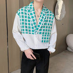 Plaid Panel Long-sleeve Shirt