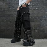 Heavy Pleated Patchwork Loose Drape Jeans