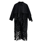 Spliced Hollow Circle Tassel Casual Shirt Dress
