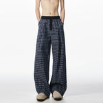 American Loose Wide-leg Patchwork Plaid Pants