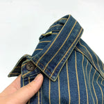 Vintage Distressed Washed Denim Striped Shirt