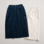 Corduroy Elastic Waist Midi Skirt