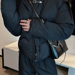 Stand Collar Leather Button Warm Cotton Jacket