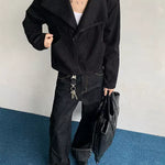Textured Deconstructed Twill Lapel Jacket