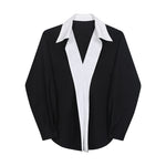 Contrast Color V Neck Panel Shirt