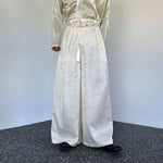 Embroidered Jacquard Fringed Trousers