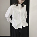 Stand-up Collar Loose Solid Color Shirt