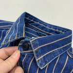Vintage Distressed Washed Denim Striped Shirt