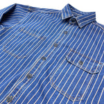 Vintage Distressed Washed Denim Striped Shirt