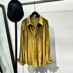 Loose-Fit Velvet Shirt with Fluid Drape