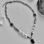 Black Pendant Beads Titanium Necklace