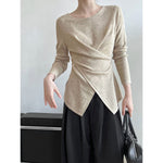 Irregular Hem Cross-over Knit Sweater