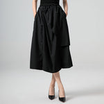 Drawstring High Waist Loose A-line Skirt