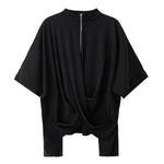 Women's Cross-over Hem Zipper T-shirt