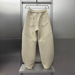 Diamond-patterned Casual Loose Straight Wide-leg Pants