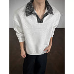 Retro Patchwork Faux Two-piece Sweatshirt