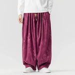 Corduroy Printed Casual Wide-Leg Pants