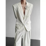 Embroidered 3D Floral Casual Blazer
