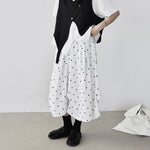 Womenâ€˜s 3D Pleated Irregular Polka Dot Midi Skirt