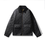 Corduroy Collar Diamond Pattern Casual Cotton Jacket