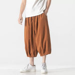 Retro Ice Silk Linen Over-the-Knee Pants