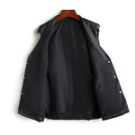Single Breasted V-Neck Drawstring Vest Jacket