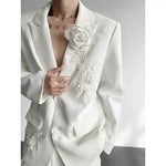 Embroidered 3D Floral Casual Blazer