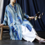 Vintage Ramie Loose Ethnic Shirt Mid-Length Jacket