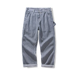 Raw Denim Multi-pocket Striped Outdoor Cargo Pants