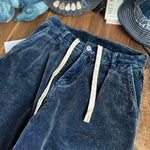 Japanese Retro Washed Corduroy Loose Overalls
