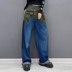 Patchwork Loose Straight Pants