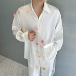 Mesh Patchwork Flower Embellishment Shirt