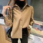 Spring and Autumn Thickened Solid Color Loose Shirt