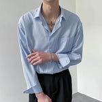 Loose long-sleeved casual striped shirt