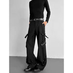 Metal Buckle Draped Casual Trousers