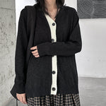Loose Knitted Cardigan with Contrast Buttons
