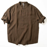 Retro Stand-up Collar Breathable Drape T-shirt