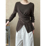 Irregular Hem Cross-over Knit Sweater