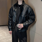 Black Shoulder Padded Motorcycle Short Jacket