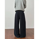 Embroidered Striped Wool Wide-leg Pants