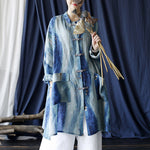 Vintage Ramie Loose Ethnic Shirt Mid-Length Jacket