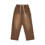Vintage Brown Elastic Waist Washed Jeans