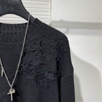Irregular Hole Raw Edge Loose Sweater