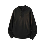 Ribbed Textured Band Collar Henley Shirt